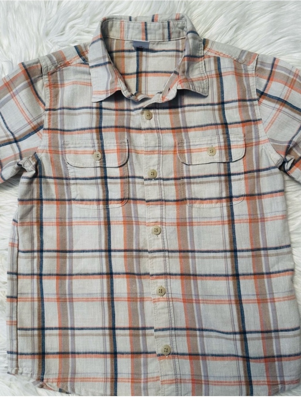 Old Navy Boys Kids Short Sleeve Plaid Button-Up Shirt  size 5T
